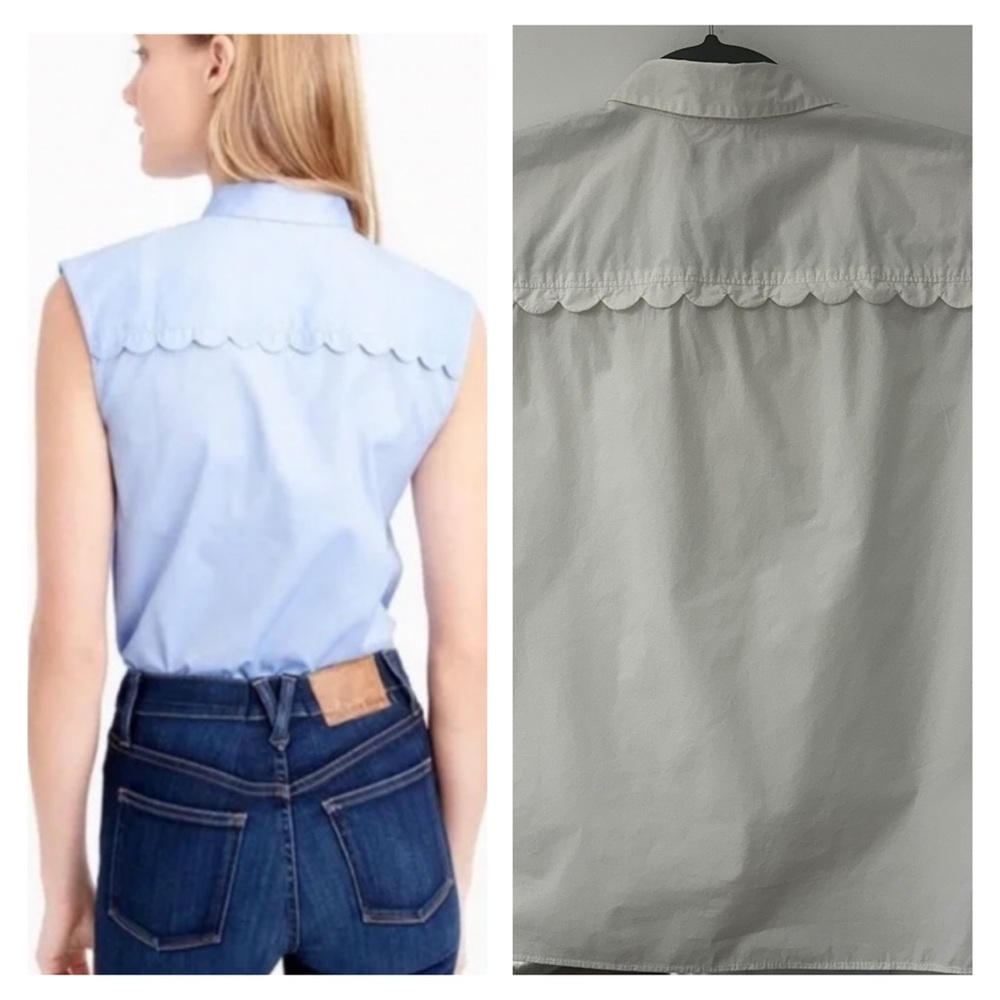 J. Crew Scalloped Button Down Shirt VGUC - Picture 2 of 8